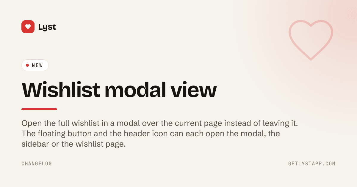 Wishlist modal view