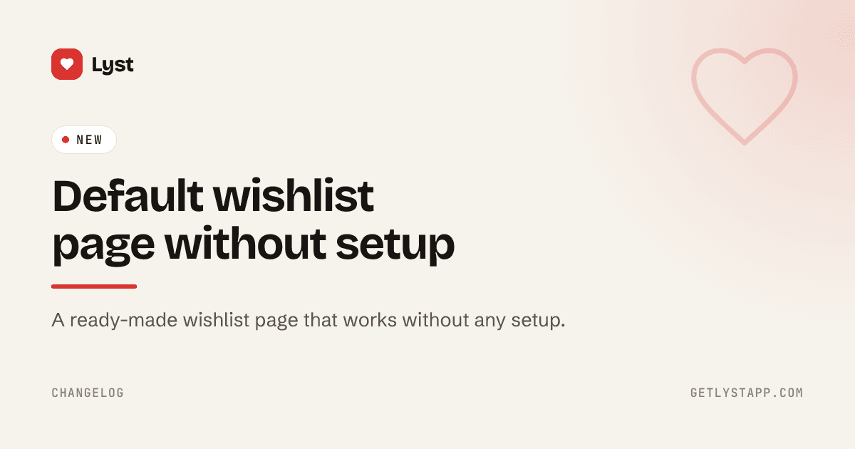 Default wishlist page without setup