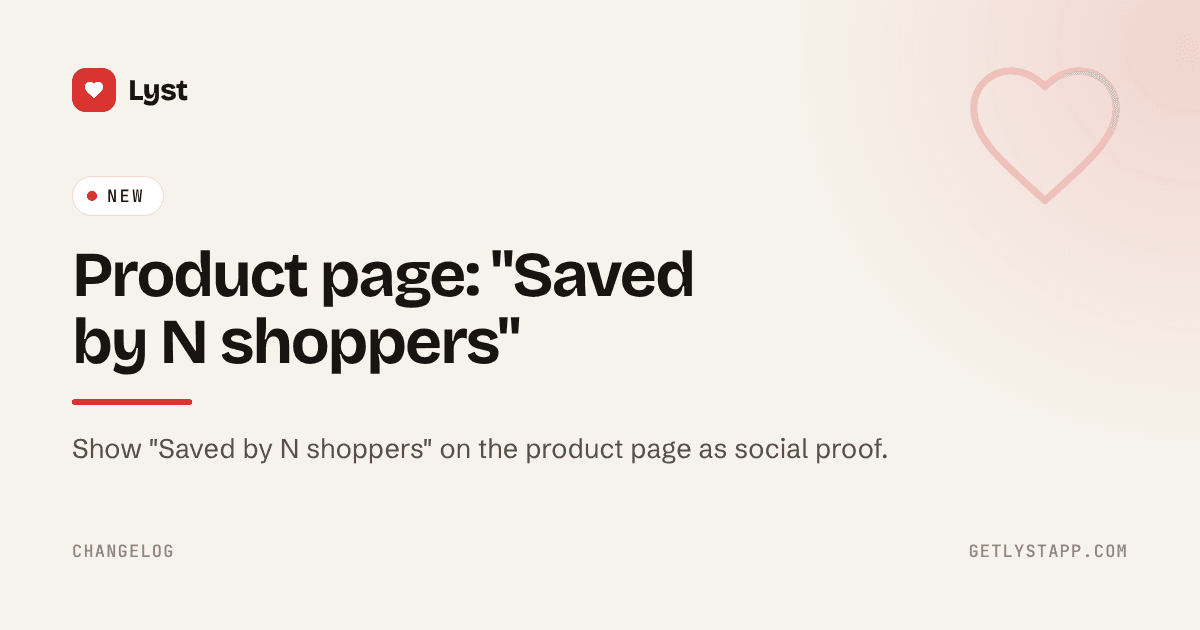 Product page: "Saved by N shoppers"